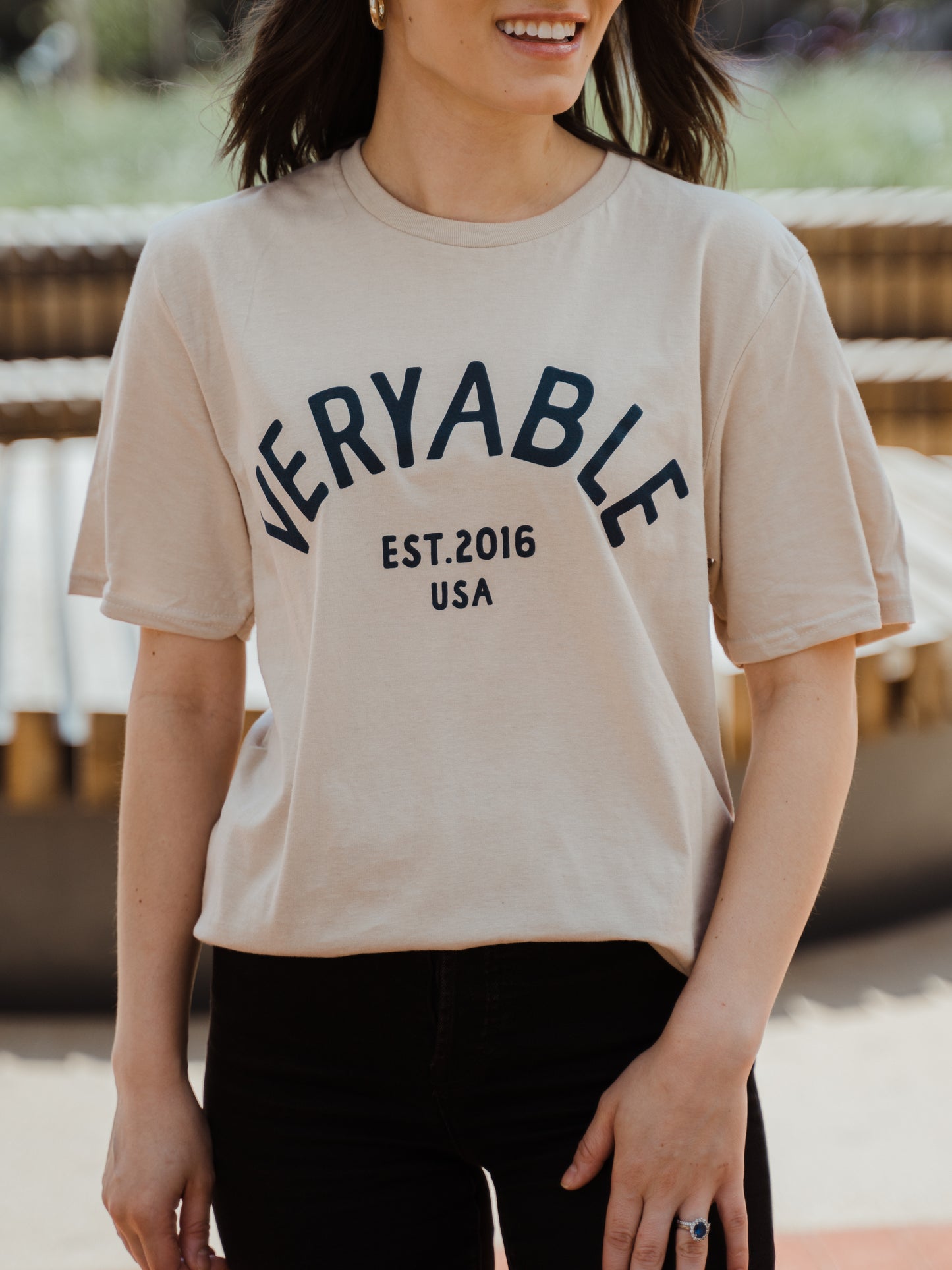 Veryable "Classic" T-Shirt - Sand w/dark blue logo